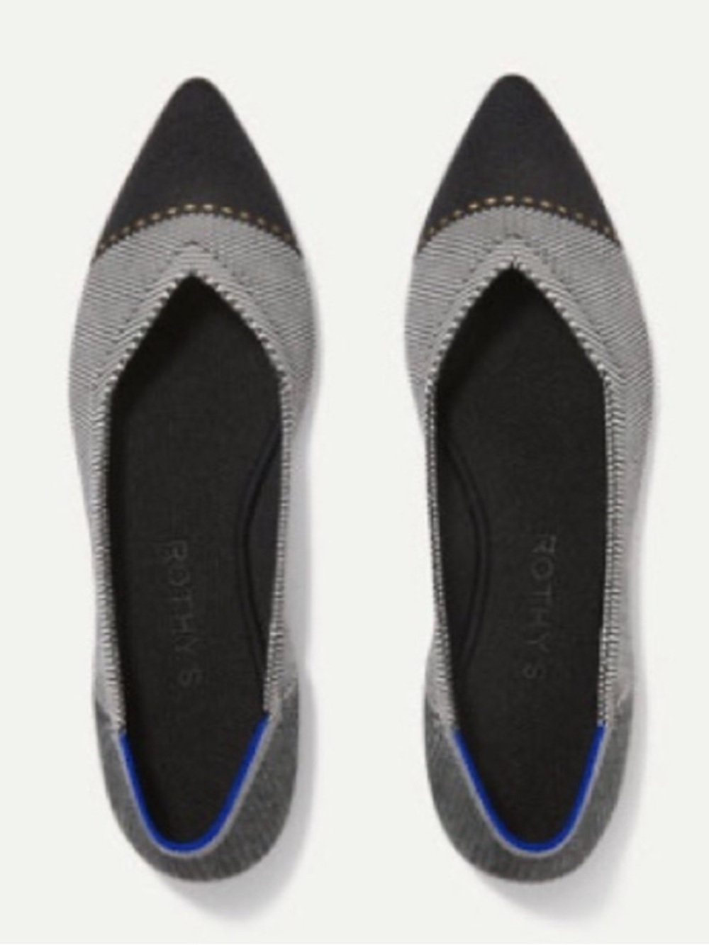 Rothy’s The Point I | Black & White Herringbone | Size 9.5 (Fits 9)